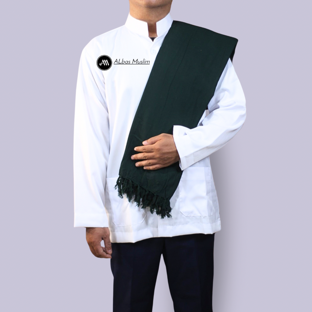 Albas Sorban Muslim Polos Hijau Botol Tua Panjang Dan Lebar