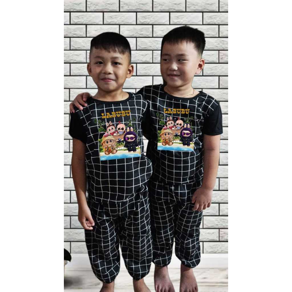 Setelan CP joger plaid anak balita lucu unisex