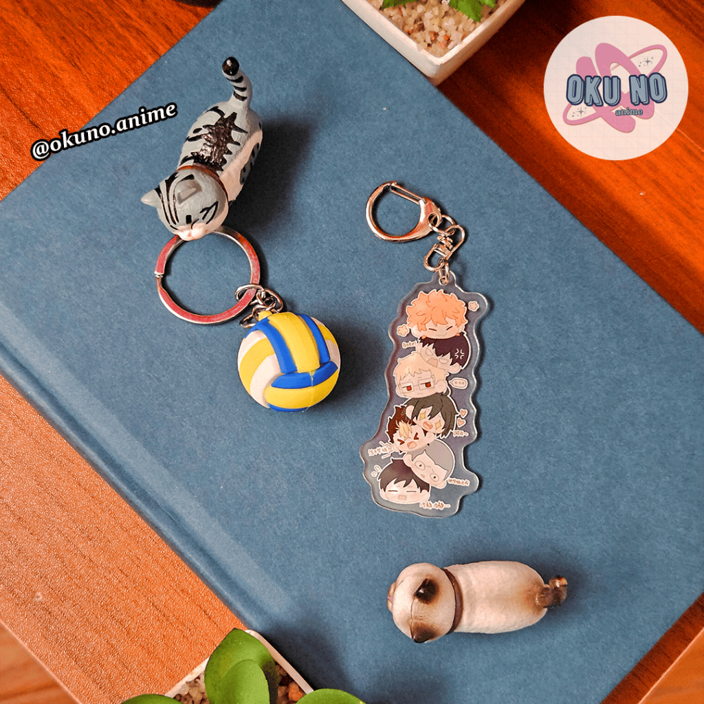 Haikyu (Haikyuu) Karasuno Stack Member Akrilik Anime Keychain (Ganci) with Volleyball
