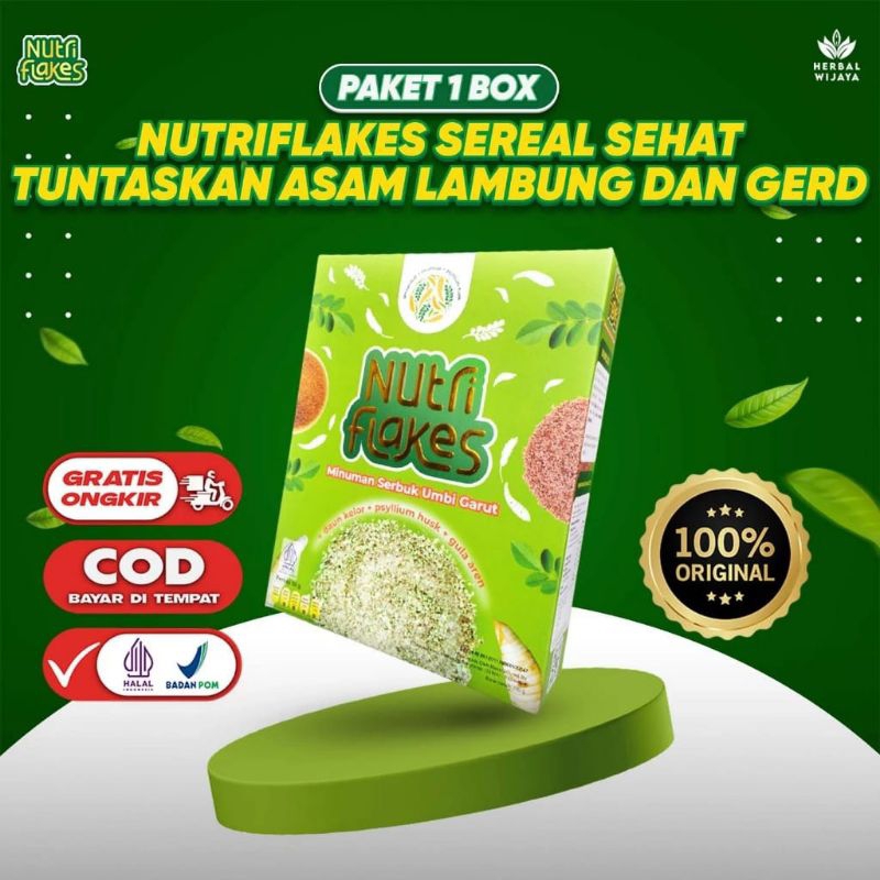 

Nutriflakes Sereal Umbi Garut Solusi Asam Lambung 1 Box