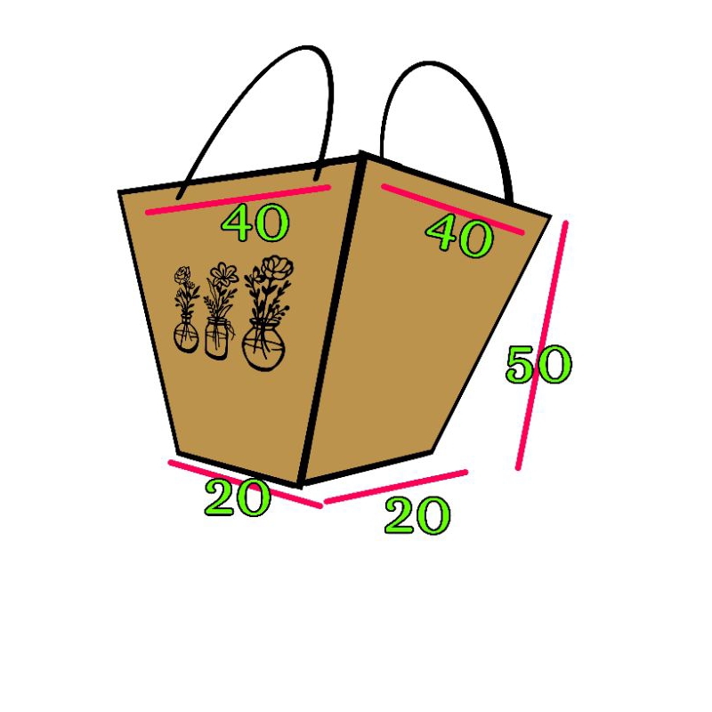 paper bag bunga p.a 40 x 40 x lb. 20 x 20 x t 50 v 4sisi