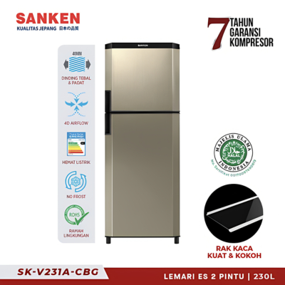 KULKAS 2 PINTU SANKEN SK V231P-A CBG KAPASITAS 230L