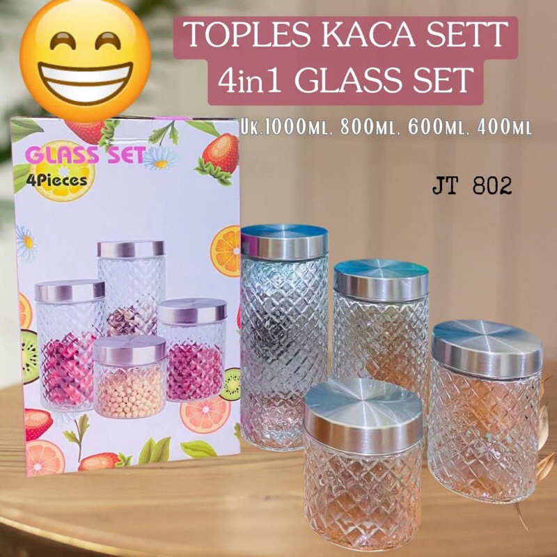 Toples Kue | Toples Kaca | Toples Lebaran | Toples Kaca Set 4in1 Glass Sett