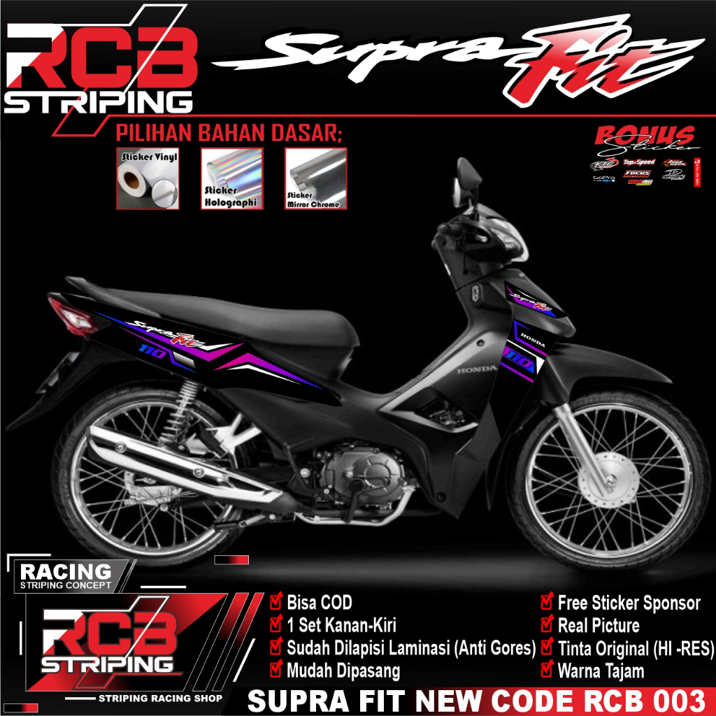 STRIPING VARIASI HONDA SUPRA FIT NEW / STICKER LIST VARIASI MOTOR SUPRA FIT NEW RCB 003