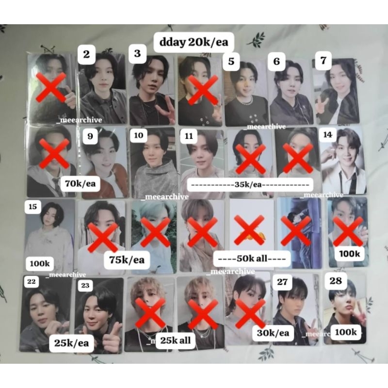 JUAL PHOTOCARD PC OFFICIAL SUGA JK JIMIN ALBUM FACE GOLDEN DDAY PVC LD POB RPC TFMA