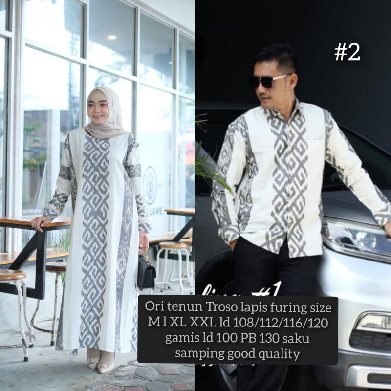 couple gamis tenun Troso/couple gamis tenun ORI/couple gamis kemeja tenun/sarimbit gamis tenun/sarim