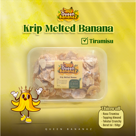 

Kripik Pisang Varian Rasa Queen Bananaz | Rasa Tiramisu | Thinwall Berati isi 150gr | High Quality