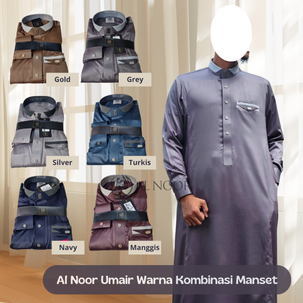 Jubah Saudi | Gamis Pria | Al Noor Umair Kombinasi Manset - Pusat Grosir Al Noor