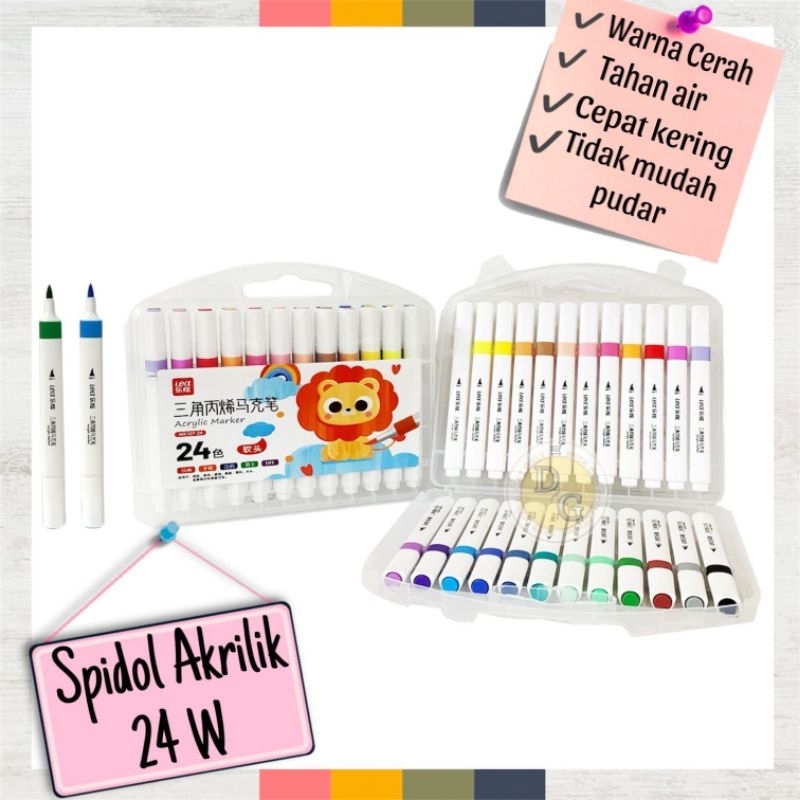 

SPIDOL WARNA WARNI 1 SET SPIDOL ACRYLIC AKRILIK COLOR MARKER 24 WARNA ART
