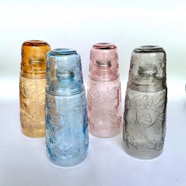 Botol air minum juice sirup kaca warna Ronan 1,1 liter dengan gelas kaca