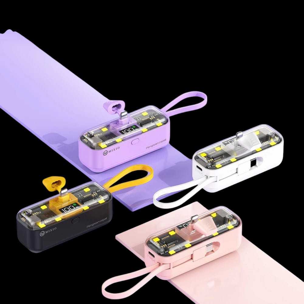 Powerbank Umaxxi Pro UP - 313 8000mAh Portable Mini Transparan Lightning Type C PD Fast Charging Wit