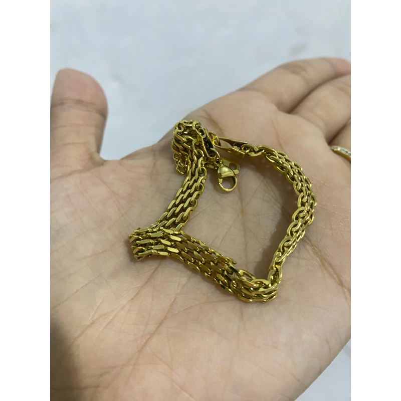 Gelang titanium lapis emas 18karat