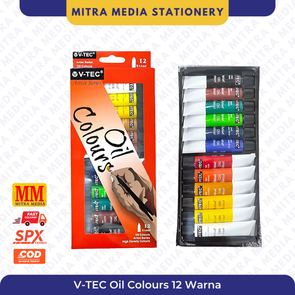 

V-TEC aRTIST sERIES Oil Colours 12 Warna / VTEC / Cat Air 12ml SET