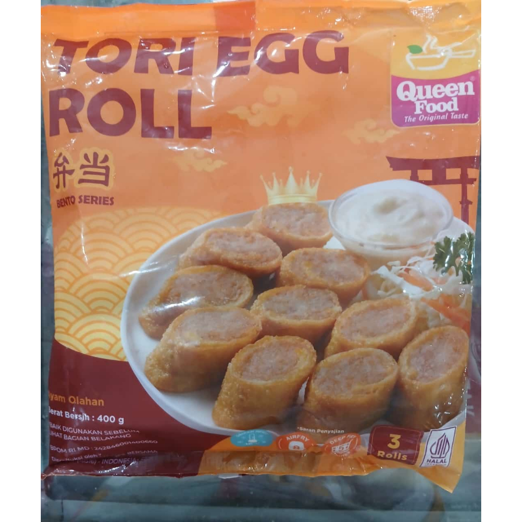 

QUEEN FOOD Egg Chicken Roll (Ayam dan Udang Olahan) 400 gram isi 3 lonjor