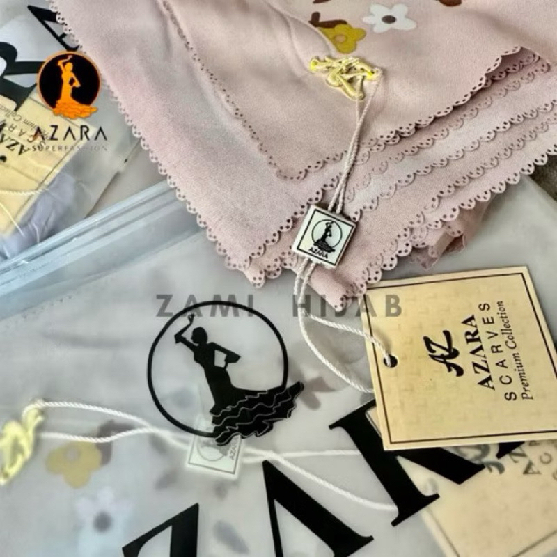 Paket 6 pcs Premium Dubai Voal Oskara Motif Metal Logo Premium Pouch by Azara Superfashion / Hijab M