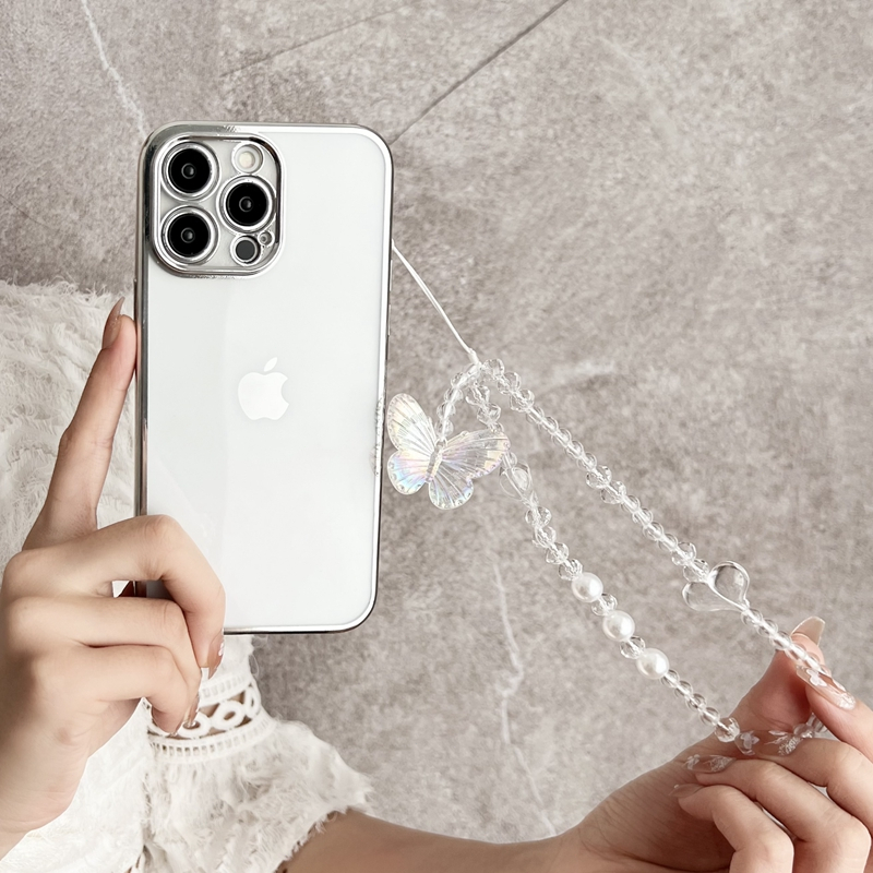 UCase Simple mobile phone bracelet simple transparent bow mobile phone lanyard fashion pendant