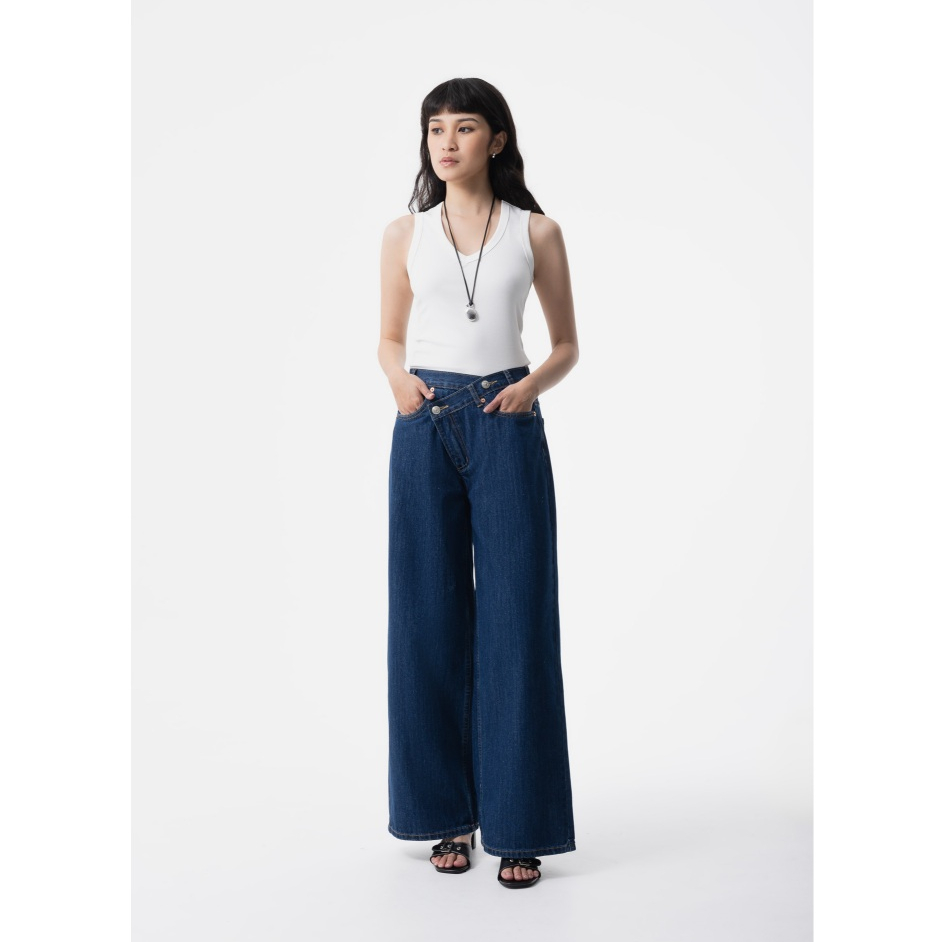 ODIVA - Lana Wide-Leg Jeans Navy | Celana Denim Jins Jens Panjang Kulot Retro Wanita