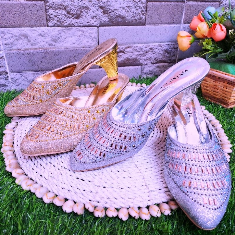 Sandal heels kebaya slop pesta 5 cm heels slop pesta51