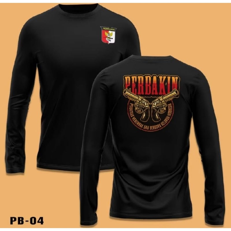 KAOS PERBAKIN LENGAN PANJANG DTF PISTOL CORAK GOLD