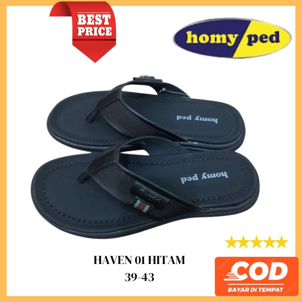 HOMYOED Haven 01 Hitam 39-43 HOMYPED SANDAL PRIA TERBARU Sandal Slide Kokop Kasual Pria 100% ORI