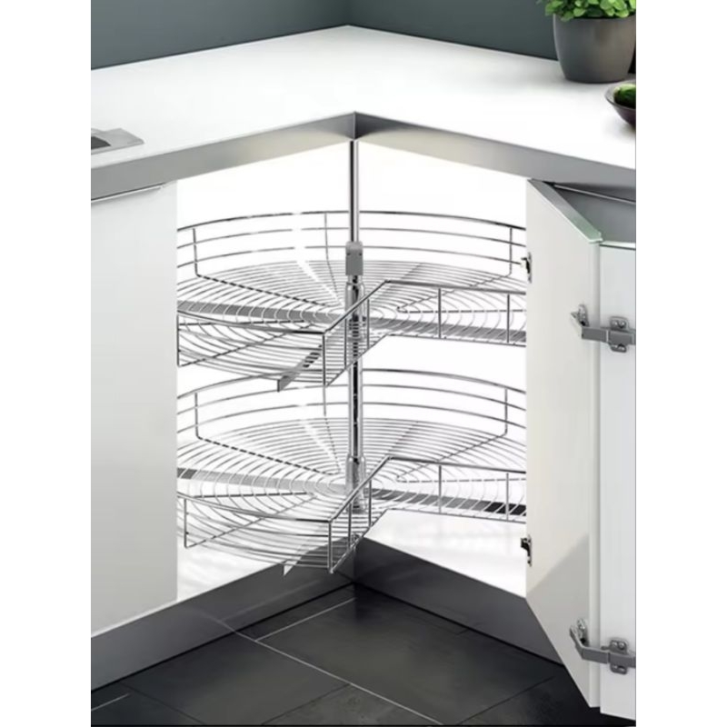 PERMIUM Rak Dapur Sudut 180 RAK Putar Serbaguna Panci Wajan Rak Sudut tarik kabinet sudut Rak Putar 