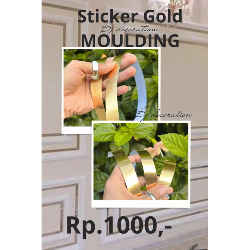 STIKER GOLD WALL MOULDING PER METER 2cm
