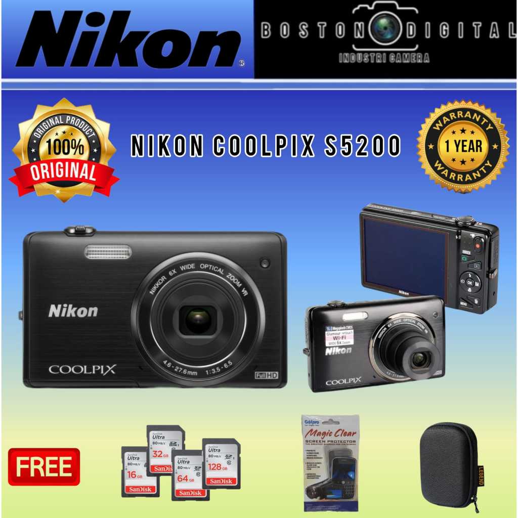 CAMERA NIKON COOLPIX S5200 WIFI / CAMERA DIGITAL COOLPIX S5200 / NIKON S5200 WIFI