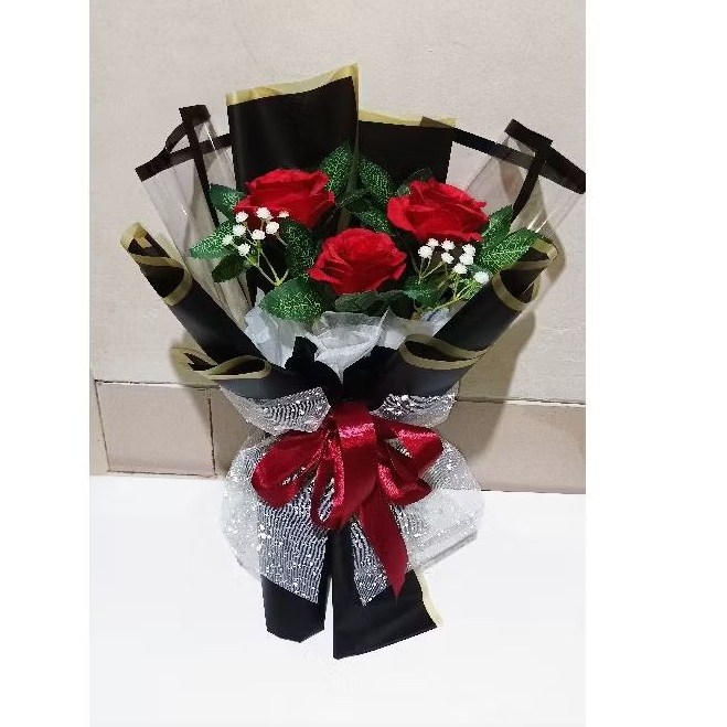 buket bunga / buket bunga artifisial / buket bunga 3 tangkai / buket bunga mawar