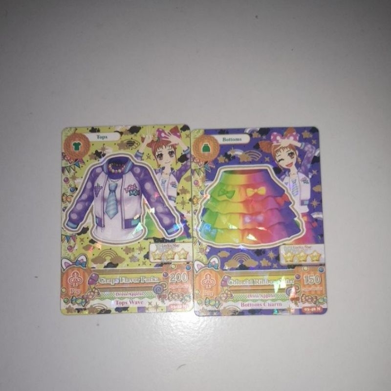 ‼️FAKE CARD TAPI BISA MAIN DI MESIN‼️ WTS AIKATSU GRAPE FLAVOUR PARKA CALORFUL RIBBON SKIRT PALSU RE