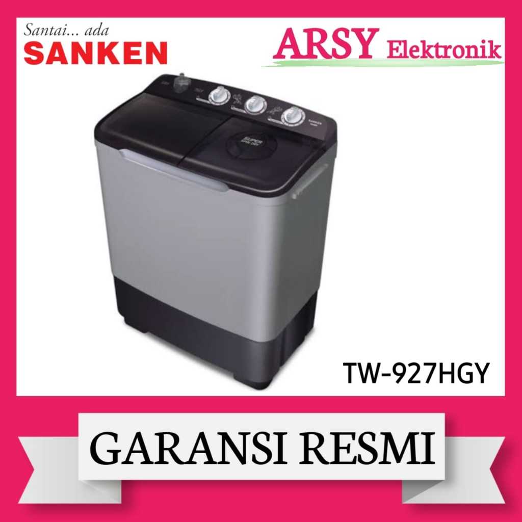 MESIN CUCI SANKEN 2TABUNG TW-927HGY/SANKEN MESIN CUCI 2TABUNG TW-927HGY GARANSI RESMI
