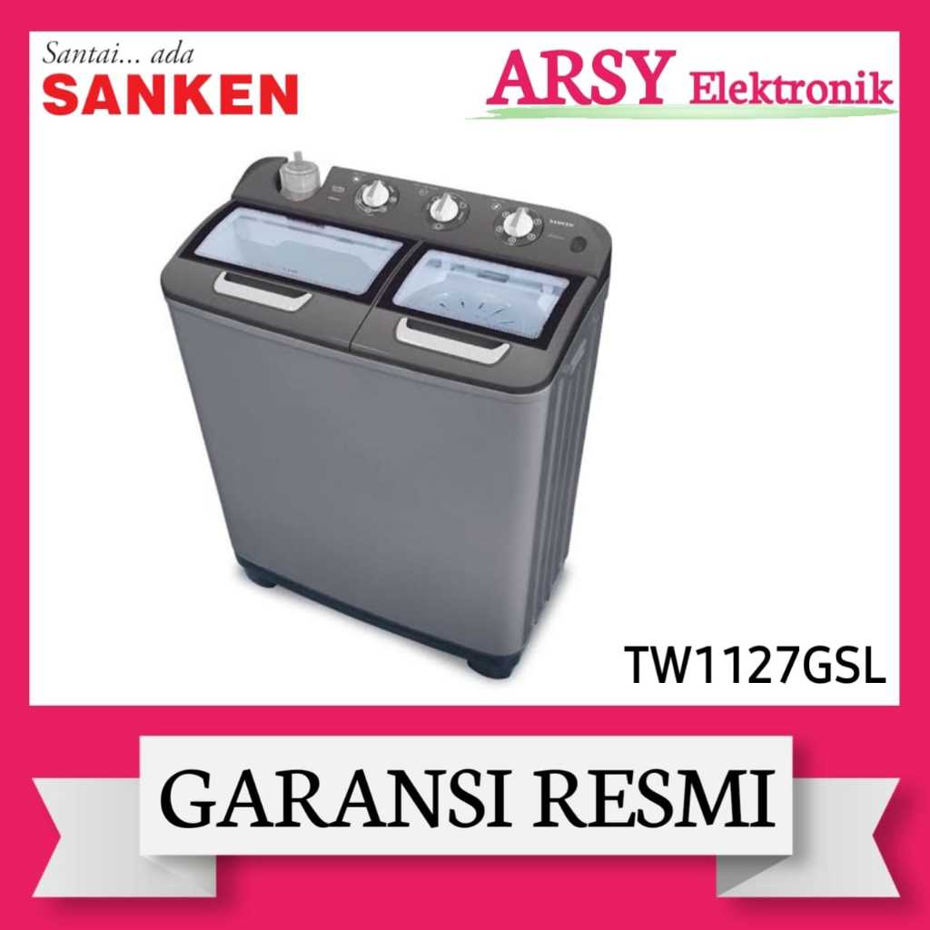 MESIN CUCI SANKEN 2TABUNG TW1127GSL/SANKEN MESIN CUCI 2TABUNG TW1127GSL GARANSI RESMI