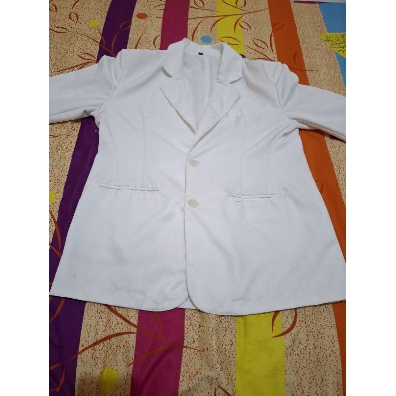 (Preloved) Jas Apoteker Wanita Lengan Panjang - Ukuran M - SNELI JAS APOTEKER BAHAN TEBAL - WARNA PU