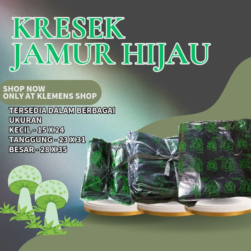 (HARGA PER BUNGKUS) Plastik Kresek Jamur Hijau / Plastik Kantong Jamur Hijau