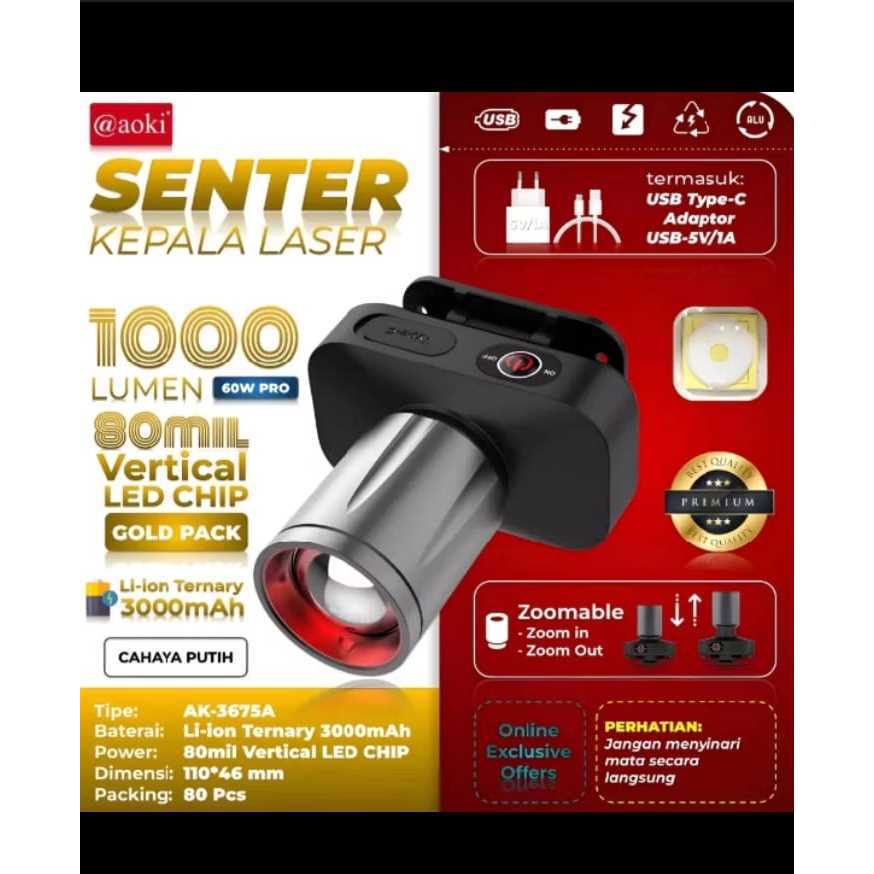 Dijual senter kepala Aoki Cahaya Putih