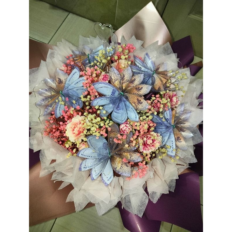 BUKET UANG / BOUQUET UANG / MONEY BOUQUET 25 / 50 / 75 / 100 LEMBAR MURAH PREMIUM | WISUDA, SWEET SE