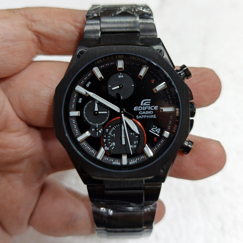 Jam Tangan Pria Casio EDIFICE EQB-1100DC-1A EQB-1100 Chronograph Red Black Steel
