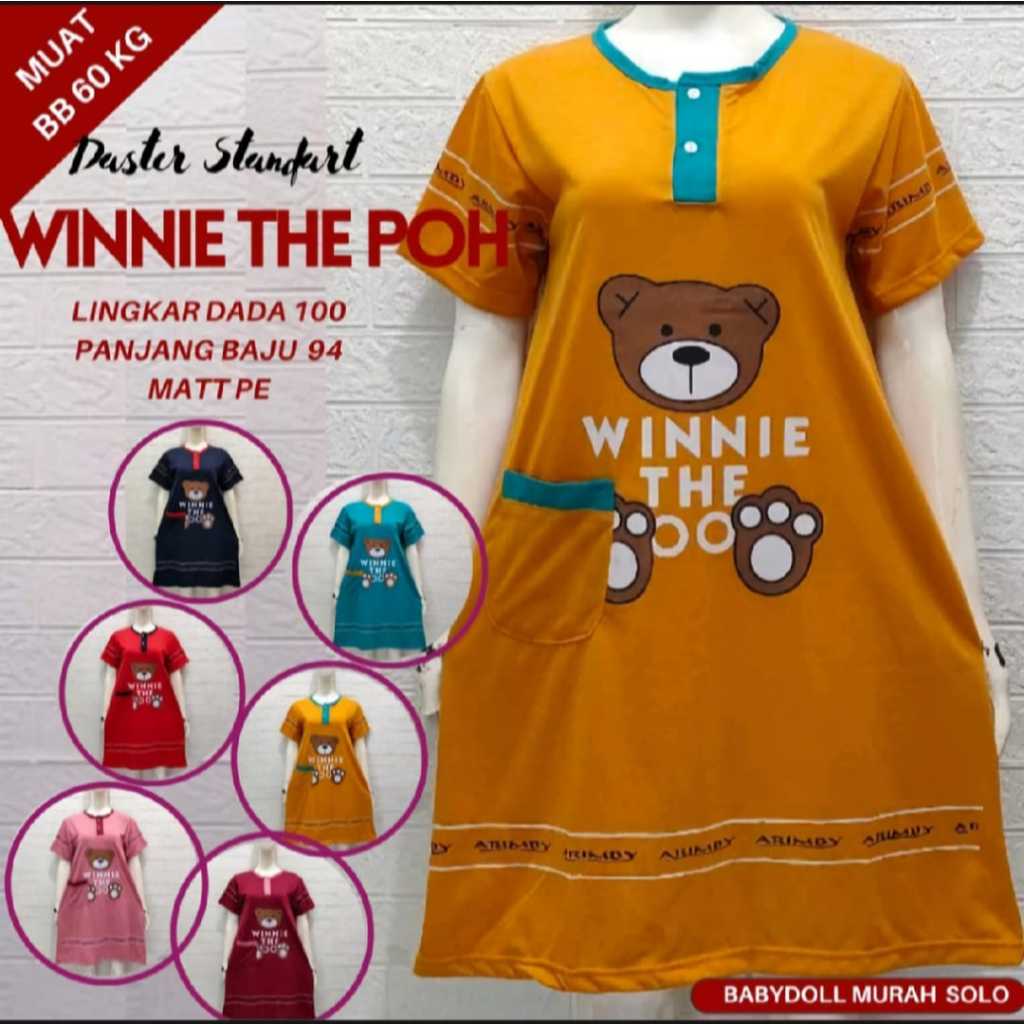 Baju tidur daster kaos wanita standar/jumbo babbydoll bahan kaos premium tebal LD 100-115