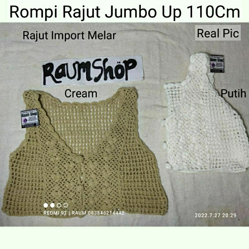 VEST Wanita Rajut Tanktop Terbaru Jumbo KOREA LACE  Import Ld 100Cm Rompi Tanktop Motif Polas Bola2 