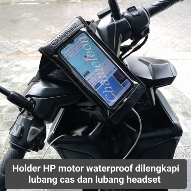 Chameleon Holder hp waterproof motor vario ada lubang cas dan lubang headset