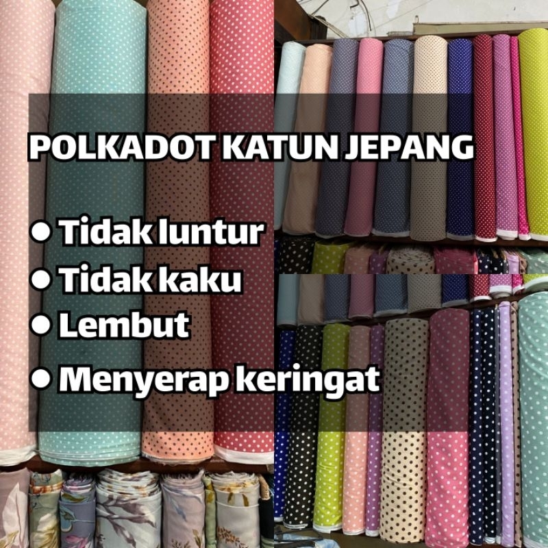 Kain Polkadot Katun Jepang - polka jepang - katun jepang - katun halus - polkadot katun - katun jepa