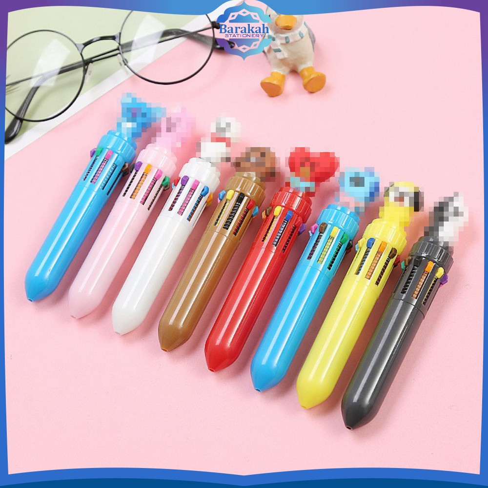 

Pulpen Kartun 10 Warna Pen Warna Warni Bolpoin Karakter Lucu Pena Karakter Rainbow Barakah Stationery A13