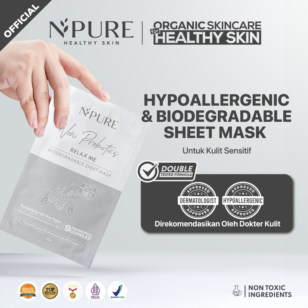 NOT FOR SALE - NPURE Sheet Mask Noni / Relax Me / Masker Wajah Kulit Sensitif Kemerahan Hypoallergen