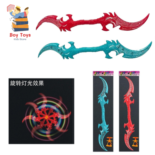 Mainan Pedang LED JD133-16A dua sisi bentuk Sabit Led Musik