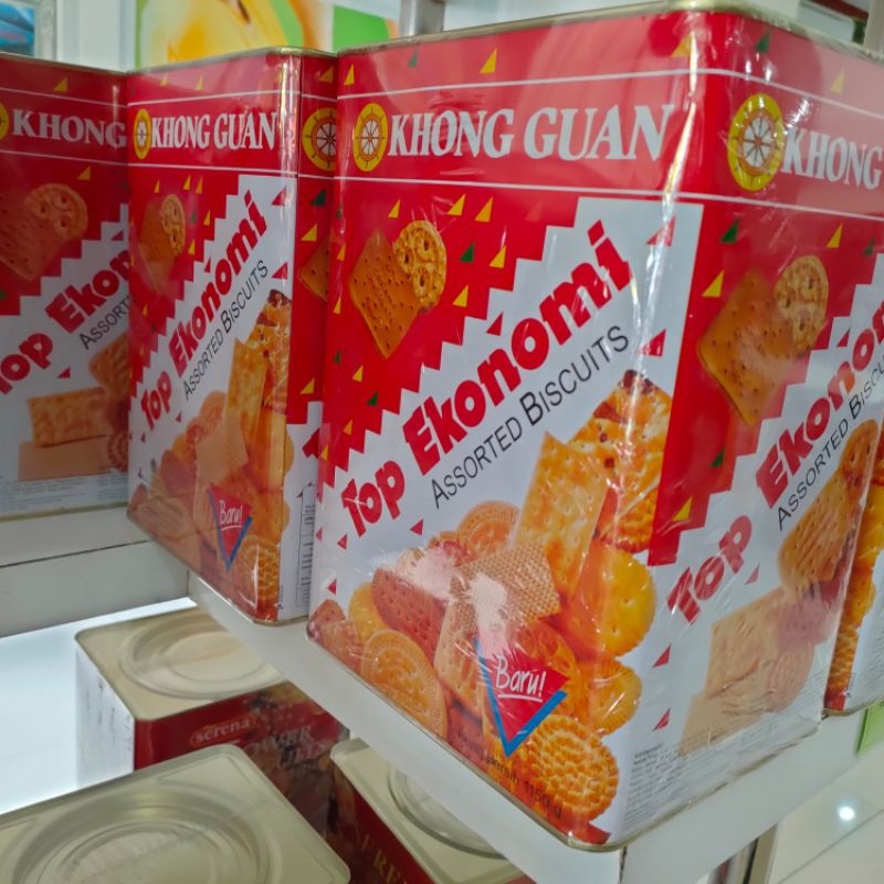 

KHONG GUAN TOP EKONOMI BISCUIT ASSORTED PER 3PCS / 3 KALENG 1150GRAM