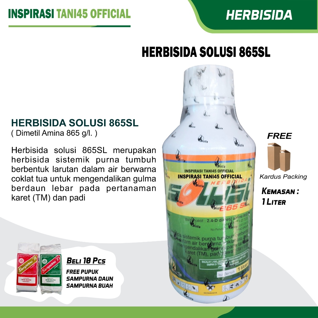 Herbisida Solusi 865SL 1 liter Herbisida Pembasmi Gulma Pada Padi Dan Kare