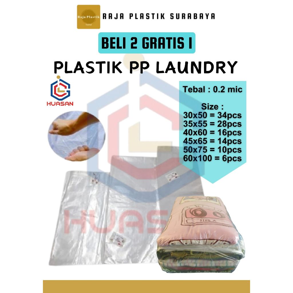 Beli 2 Gratis 1Plastik Laundry I PP Laundry I Kiloan I kantong Plastik PP Bening I baju I