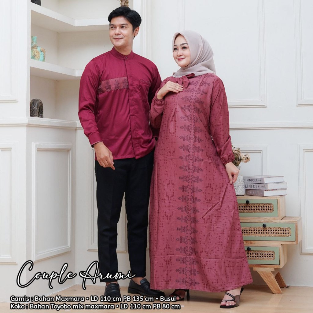 Baju Couple Pasangan 2025 - Gamis Couple Kemeja Pria - Pakaian Couple Suami Istri