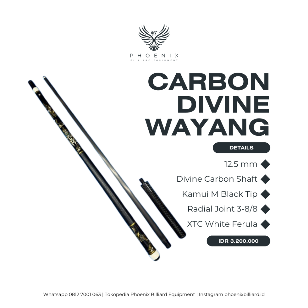CARBON DIVINE WAYANG STICK BILLIARD | STICK BILLIARD | STICK CARBON