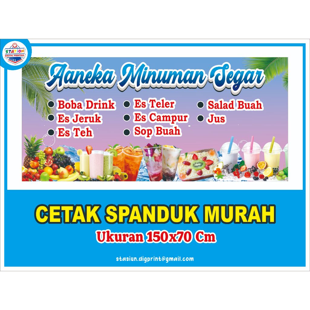 Banner ANEKA MINUMAN SEGAR, Spanduk ANEKA MINUMAN SEGAR ukuran 150x70 / Banner ANEKA MINUMAN SEGAR, 