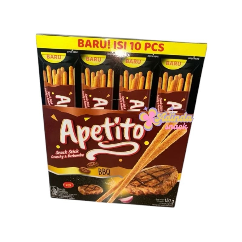 

apetito snack stik gurih rasa barbeque dan pizza isi 10 pcs
